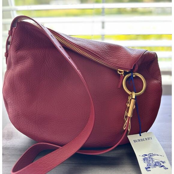 Burberry Burberry Medium Knight Leather Ruby Shoulder Bag (MSRP $3,490) NWT New - Picture 1 of 10